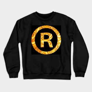 "R" Golden decorative letter-Black Crewneck Sweatshirt